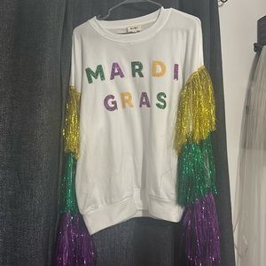 Fringe Mardi Gras sweater